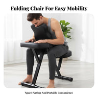 Folding Dermal Design Chair Breathable PU Leather Foldable Dermal Design Chair Firm-Density Foam Forward Leaning Ergonomic Stool for Estheticians