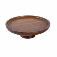 High Footed Serving Plate Wood Grain Wooden Pedestal Tray Versatile Pedestal Dessert Plate for Living Room, Dining Table, Party