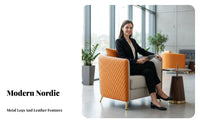 Nordic Design Upholstered Barrel Chair Luxury Design Quilted Barrel Chair High-Density Foam Cushion Commercial Furniture Skin-Friendly Material for Interior Designers, Business Owners, Reception Area, Waiting Room, Office, Bedroom
