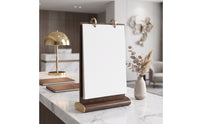 Wood-Grain Flip Table Sign Tabletop Multi-Page Flip Sign Holder Double-Sided Desktop Display with Clear Pages Transparent for Restaurants