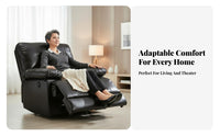 Full Recline Home Theater Seat Adjustable spine supportrest Pushrear Recliner stretchable Footrest Single Sofa Plush Cushioning for Seniors, Movie Lovers, Adults, Living Room, Office, Bedroom