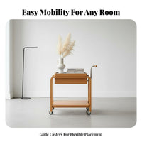 Wheeled End Table with Storage Retro Design Multi-Tier Rolling Shelf Space-Saving Household Furniture for Office Workers, Living Room, Bedroom