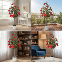 Artificial Rose Tree 120 Cm Tall Faux Rose Tree with Planter Authentic-Looking Plant for Entryway, Living Room, Patio