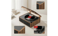 Wood-Grain CD Player with Speakers Retro CD Player with Bluetooth Compact Small for Audiophiles, Home, Bedroom, Office