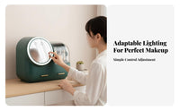 Portable Makeup Box with Mirror long-lasting rigid shell Cosmetics Case for Dorm Room