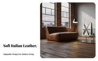 Oil Wax Finish L-Shaped Corner Sofa Retro Design Sectional Couch Minimalist design Living Room Furniture Space-Saving for Apartment Dwellers, Homeowners, People Who Entertain, Home, Lounge Area, Basement