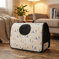 Portable Cat Carrier with Transparent Panel, Folding Oxford Material Pet Bag, Breathable Handheld or Crossbody Outdoor Travel Crate for Pets