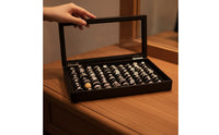 Multi-Slot Band Holder Box with Clear Lid Dust-Proof Band Holder Organizer Box Slim-Profile Jewelry Tray with Clear Lid High-Capacity for Dresser, Countertop