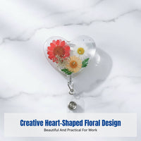 Creative Dried Flower Retractable Badge Reel, 360° Rotating Holder, Decorative Office Accessory