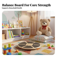 Sturdy Wood Construction Wooden Wobble Board 360° Rotation Exercise Balance Board 15 Degree Tilt Core Stability Instructor Versatile for Children, Athletes, Seniors, Home Gym, Office