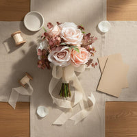 Bridal Floral Bouquet Artificial Flowers Bridal Artificial Flower Ribbon Bow Event Decoration for Brides, Bridesmaids