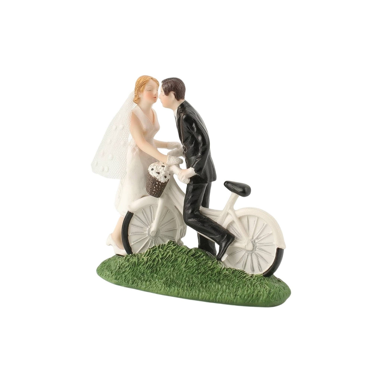 Wedding Cake Topper Resin Cake Topper with Cycle Elegant Couple Figurine for Brides, Bridal Shower