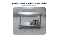 Easy to Clean Stainless Steel Work Table Anti-Rust Stainless Steel Prep Table Resistant Commercial Kitchen Workbench Stable Design for Workshop Workers, Garage Hobbyists, Dining Hall, Cafeteria, Laboratory, Outdoor