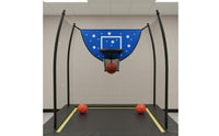 Waterproof Trampoline Basketball Hoop Sun-Proof Trampoline Basketball Set Weather Resistant Outdoor Toy Includes Ball and Pump for Children, Backyard