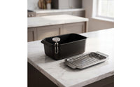 Rectangular Frying Pot Even Heating Deep Fryer Pot with Thermometer Cookware for Home Cooks, Apartment Cooking