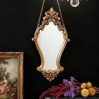 European Style Gold Resin Wall Mirror with Embossed Design