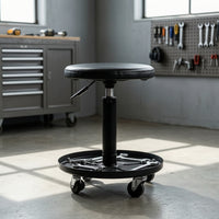 Padded Mechanic Stool with Tool Tray Mobile Rolling Mechanic Stool Large Garage Seat with Tool Tray Long-Lasting for Mechanics