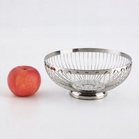 Stainless Steel Fruit Bowl, Round Fruit Basket, Rust Resistant Wire Fruit Bowl for Kitchen Bench, Polished Metal Fruit Basket