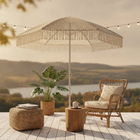 Umbrella with Tassels Fringed Woven Umbrella Fringe Umbrella Tilt-Adjustable Umbrella with Tassels Boho for Patio, Garden