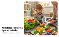 19 Pieces Reassembly Toy Fruit and Vegetable Set Green Handled Cutting Play Food Set Colorful Cutting Play Food Molded
