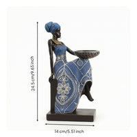 African Lady Figurine Candle Holder Sculptural African Woman Candle Holder Distinctive Female Figure Figurine for Art Collectors