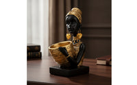 African Girl Bust Cultural African Female Bust Sculpture Contemporary Ebony Woman Statue for Entryway