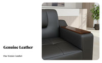 Genuine Leather Wood Frame Sofa and Table collection New Chinese design Reception Seating Minimalist Design Commercial Furniture Plush Cushioning for Visitors, Corporate Buyers, Office Managers, Guest Waiting Room, Lobby