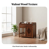 Hardwood Wood Construction Electric Tea Brewing Cabinet Minimalist aesthetic Storage Furniture Space-Saving Design Integrated Water Boiler for Homeowners, Office Workers, Living Room, Reception Area