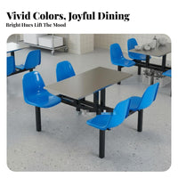 4-Person Cafeteria Table Rust-Resistant School Cafeteria Table Set Easy to Clean Commercial Furniture for Students, Employees, Restaurant, Kitchen