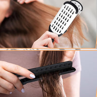 2 Pieces Detangling Boar Bristle Hair Brush Anti-Frizz Hair Straightening Clamp Hollow Vented Design for Salon