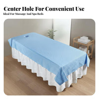 Soft & Comfortable Massage Table Sheet with Face Hole Breathable Spa Bed Cover with Face Hole Machine Washable for Estheticians, Health Club