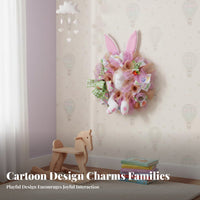 Festive Easter Bunny Wreath Cute Design Rabbit Door Decoration Colorful Ribbons Bunny Wreath Handmade Look for Party, Wall Decor, Farmhouse