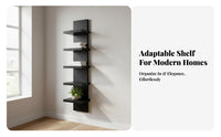 Space Saving 5-Tier Vertical Wall Shelf Easy To Install 5-Tier Vertical Shelf Multi-Functional Bookshelf Stylish Design for Collectors, Decor Enthusiasts, Living Room, Bedroom, Hallway, Kitchen