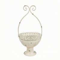 Pedestal Flower Pot Vintage Arched Flower Planter with Hanger Distressed Planters Metal for Homeowners, Patio, Porch
