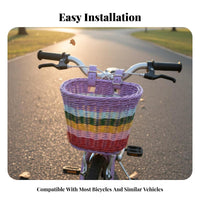 Multipurpose Pet Carrier Bike Basket Easy Installation Plastic Rattan Bike Basket Long-Lasting for Children, Cyclists, Cycling, Outdoor