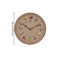 Outdoor Wall Clock Dustproof Clock with Flower Decorations Waterproof for Poolside