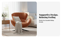 Nordic Design Upholstered rotating Armchair Modern aesthetic Single Sofa Ergonomic spine supportrest Lounge Chair Plush paddinging for Adults, Homeowners, Readers, Bedroom, perusing alcove, Home Office