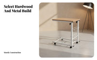 C-Shaped Sofa Side Table Space Saving Rolling C-Shaped Table Rolling Laptop Cart Sturdy Metal Frame Household Furniture