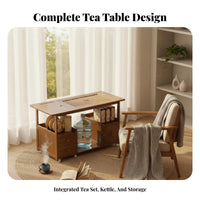 Space-Saving Mobile Tea Station with Integrated Kettle Multitier Storage Serving Trolley hidden Water Supply Household Furniture for Homeowners, Seniors, Balcony, Living Room, Office