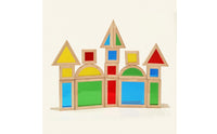 13 Pieces Translucent Geometric Blocks Smooth Wooden Building Blocks with Acrylic Inserts Stacking Toys STEM Rainbow