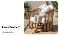 Waterproof Rope Weave Single Sofa Weather-Resistant Rope Weave Armchair Designer Design Outdoor Furniture Sun-Proof for Adults, Homeowners, Business Owners, Balcony, Courtyard, Garden, Poolside