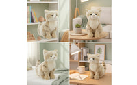 Cat Stuffed Animal Stuffed Feline Stuffed Toy Kitten Stuffed Animal Fuzzy Sitting for Children, Nursery, Shelf