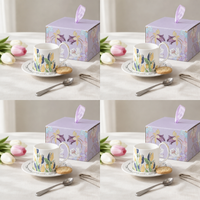 Tulip Coffee Mug and Saucer Set, French Afternoon Tea Cup Gift Box