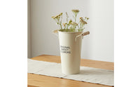 Metal Bucket Vase Multifunctional Tin Flower Pot Wooden Handles Rustic Metal Bucket for Desktop, Living Room