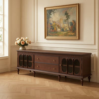 TV Cabinet Oak TV Stand Solid Wood Media Console for Living Room