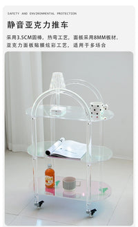 可移动小推车带轮置物架家用多层沙发小边几透明亚克力床头柜茶几