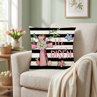 Easter Pillow Cover Printed Hare Print Cushion Cover Soft Material Decorative Throw Pillowcase for Families, Homeowners, Living Room, Bedroom, Office