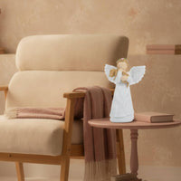 Angel Statue with Dog Hand-Painted Decor Compact for Bedside Table