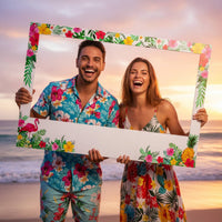 Hawaiian Photo Backdrop Frame Easy to Assemble Hawaiian Photo Backdrop Props Kit Lightweight and Portable Event Supplies for Birthday