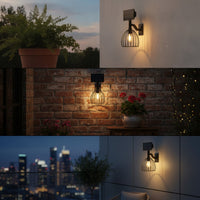 Dusk-to-Dawn Solar Wall Light IP65 Solar Sconce Waterproof Lighting Cordless for Courtyard